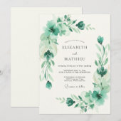 Zeeschuim Celadon Loofwerk Eucalyptus Bruiloft Kaart (Voorkant / Achterkant)