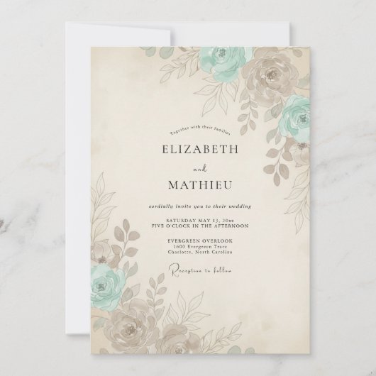 Zeeschuim Champagne Ranunculus Grijs Eucalyptus Br Kaart (Voorkant)