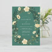 Zeeschuim Crème Ranunculus Eucalyptus Bruiloft Kaart (Staand voorkant)