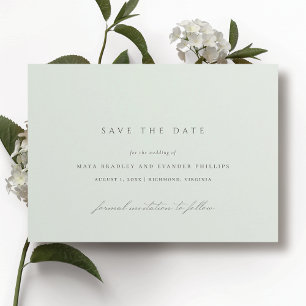 Zeeschuim   Eenvoudige Elegante Lichtgroene Trouw Save The Date