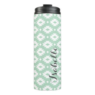 Zeeschuim en Grijs Azteeks Monogram Thermosbeker