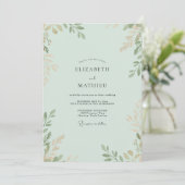Zeeschuim Gouden Tak Eucalyptus Bruiloft Kaart (Staand voorkant)