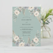 Zeeschuim Grijs Loof Eucalyptus Bruiloft Kaart (Staand voorkant)