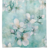  Zeeschuim Groen Bloemen Douchegordijn (Voorkant)