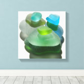 Zeeschuim groen en turquoise zee canvas afdruk (Insitu (Houten vloer))