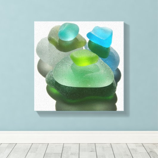 Zeeschuim groen en turquoise zee canvas afdruk (Insitu (Houten vloer))