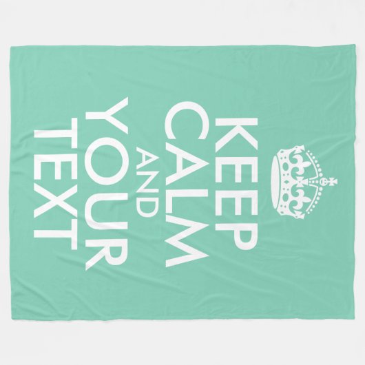 Zeeschuim Groen en Wit Houd Kalm en Jouw tekst Fleece Deken (Voorkant (Horizontaal))