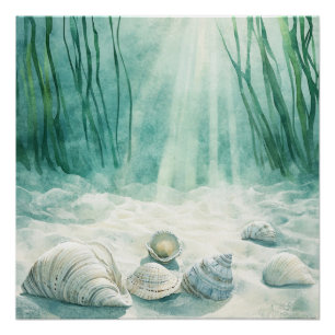 Zeeschuim Groen Schelp Canvas Kunst Perfect Poster