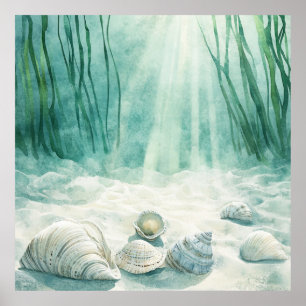 Zeeschuim Groen Schelp Canvas Kunst Poster