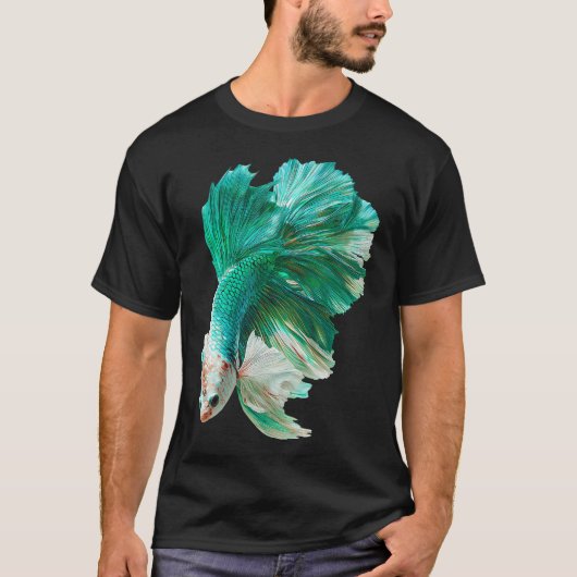 Zeeschuim Groen Witte Betta Siamese Vechtvis wi T-shirt (Voorkant)