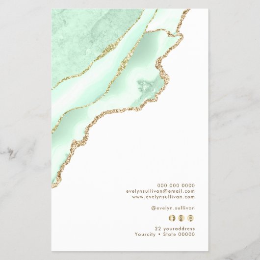 Zeeschuim groene agaat prijslijst flyer (Achterkant)