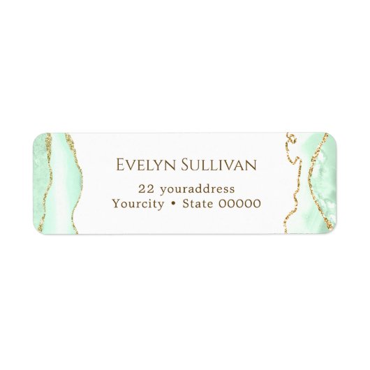 Zeeschuim groene agaat retour adres label (Voorkant)