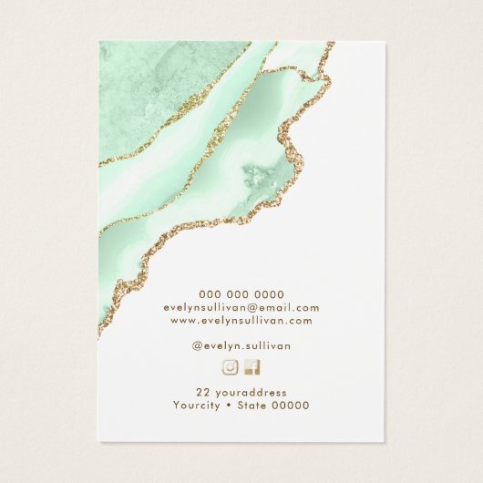 Zeeschuim groene agaat sieraden display kaart (Achterkant)