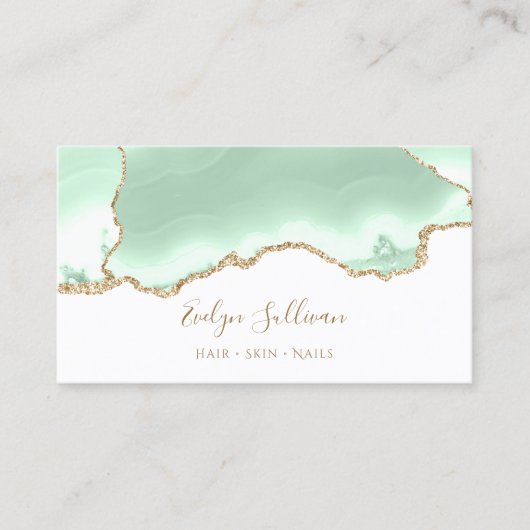 Zeeschuim groene agaat visitekaartje (Voorkant)