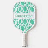 Zeeschuim Groene en Witte Abstracte Patroonnaam Pickleball Paddle (Voorkant)