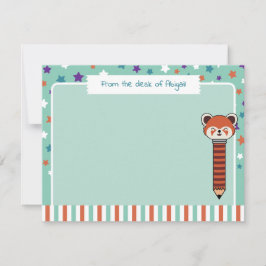 Zeeschuim Groene Rode Panda Van Uw Naam Notitiekaartje