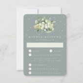 Zeeschuim Groene Snowberry+Eucalyptus Boeket Bruil RSVP Kaartje (Voorkant)