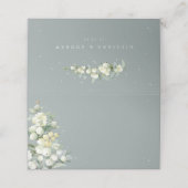 Zeeschuim Groene Snowberry+Eucalyptus Bruiloft Plaatskaartje (Buitenkant ongevouwen)