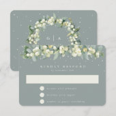 Zeeschuim Groene Snowberry + Eucalyptus Garland Br RSVP Kaartje (Voorkant / Achterkant)