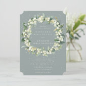 Zeeschuim Groene Snowberry+Eucalyptus Krans Bruilo Kaart (Staand voorkant)