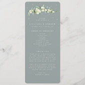 Zeeschuim Groene Snowberry + Eucalyptus Stamhuweli Programmakaart (Voorkant)