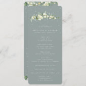 Zeeschuim Groene Snowberry + Eucalyptus Stamhuweli Programmakaart (Voorkant / Achterkant)