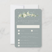 Zeeschuim Groene Snowberry + Eucalyptus Stamhuweli RSVP Kaartje (Voorkant)