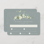 Zeeschuim Groene Snowberry + Eucalyptus Stamhuweli RSVP Kaartje (Voorkant / Achterkant)