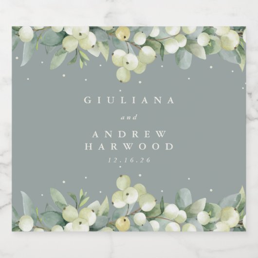 Zeeschuim Groene Snowberry + Eucalyptus Winter Bru Likeurfles Etiket (Enkel label)