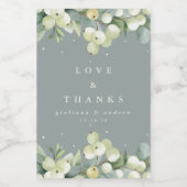 Zeeschuim Groene Snowberry + Eucalyptus Winter Bru Voedselcontainer Etiket (Enkel label)