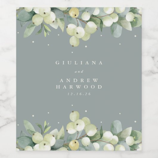 Zeeschuim Groene Snowberry + Eucalyptus Winter Bru Wijn Etiket (Enkel label)