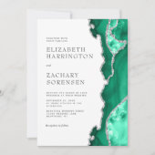 Zeeschuim Groene Zilveren Agaat Bruiloft Kaart (Voorkant)