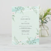 Zeeschuim Loof Grijs Eucalyptus Bruiloft Kaart (Staand voorkant)