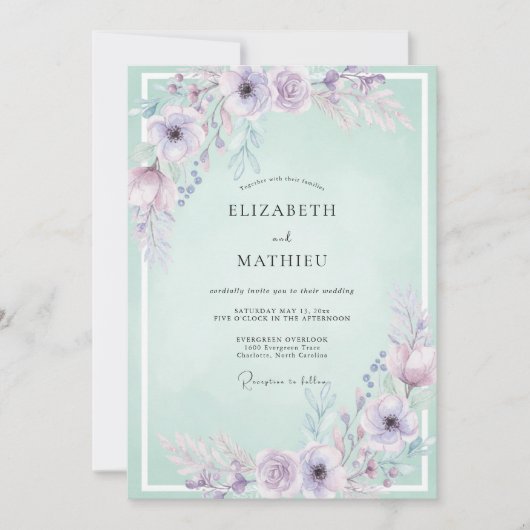 Zeeschuim Mauve Bloem Bruiloft Kaart (Voorkant)