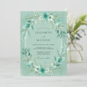 Zeeschuim Mint Loofwerk Eucalyptus Bruiloft Kaart (Staand voorkant)