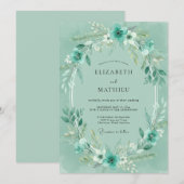 Zeeschuim Mint Loofwerk Eucalyptus Bruiloft Kaart (Voorkant / Achterkant)