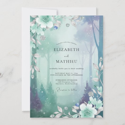 Zeeschuim Mistige Bos Eucalyptus Bruiloft Kaart (Voorkant)