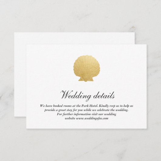 Zeeschuim Nep Goud Folie | Oceaan Bruiloft Details Kaart (Voorkant / Achterkant)