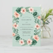 Zeeschuim Roze Blush Ranunculus Eucalyptus Bruilof Kaart (Staand voorkant)