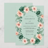 Zeeschuim Roze Blush Ranunculus Eucalyptus Bruilof Kaart (Voorkant / Achterkant)