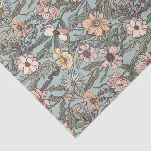 Zeeschuim Roze Geel Retro Wilde Bloem Tissuepapier (Detail)