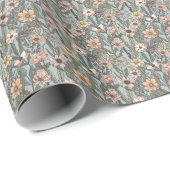 Zeeschuim Roze Gele Retro Wilde Bloem Cadeaupapier (Rol Hoek)