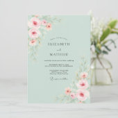 Zeeschuim Roze Ranunculus Eucalyptus Bruiloft Kaart (Staand voorkant)
