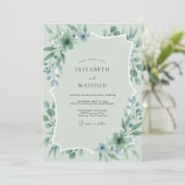 Zeeschuim Stalen Eucalyptus Bruiloft Kaart (Staand voorkant)