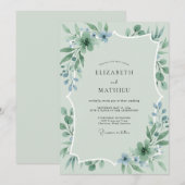 Zeeschuim Stalen Eucalyptus Bruiloft Kaart (Voorkant / Achterkant)