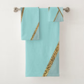 Zeeschuim Turquoise Groen Blauw & Bronzen Geometri Bad Handdoek (Insitu)