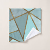 Zeeschuim Turquoise Groen Blauw & Bronzen Geometri Bad Handdoek (Wasdoekje)