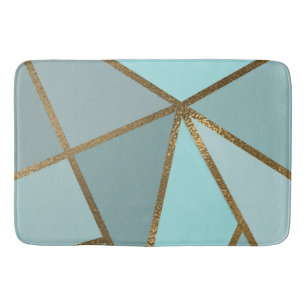 Zeeschuim Turquoise Groen Blauw & Bronzen Geometri Badmat