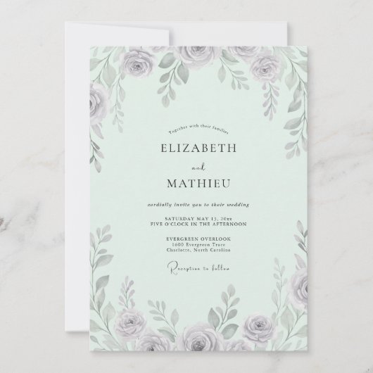 Zeeschuim Vintage Mauve Blad Bruiloft Kaart (Voorkant)