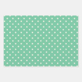 Zeeschuim zacht pastelgroen, wit polka dot patroon inpakpapier vel (Voorkant 3)